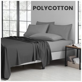 GC GAVENO CAVAILIA Easy Care Flat Sheet King Size - (265 X 275 Cm) Polycotton Bed Sheets - Super Soft & Comfortable Wrinkle Free Sheet -Charcoal