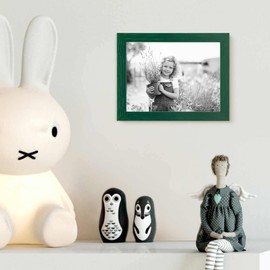 PHOTOLINI Children's Room Picture Frame, 15 x 20 cm, Dark Green, Removable Frame, Coloured Wood, Acrylic Glass, Made in Germany, for Standing and Hanging, with Accessories, for Colourful Children's