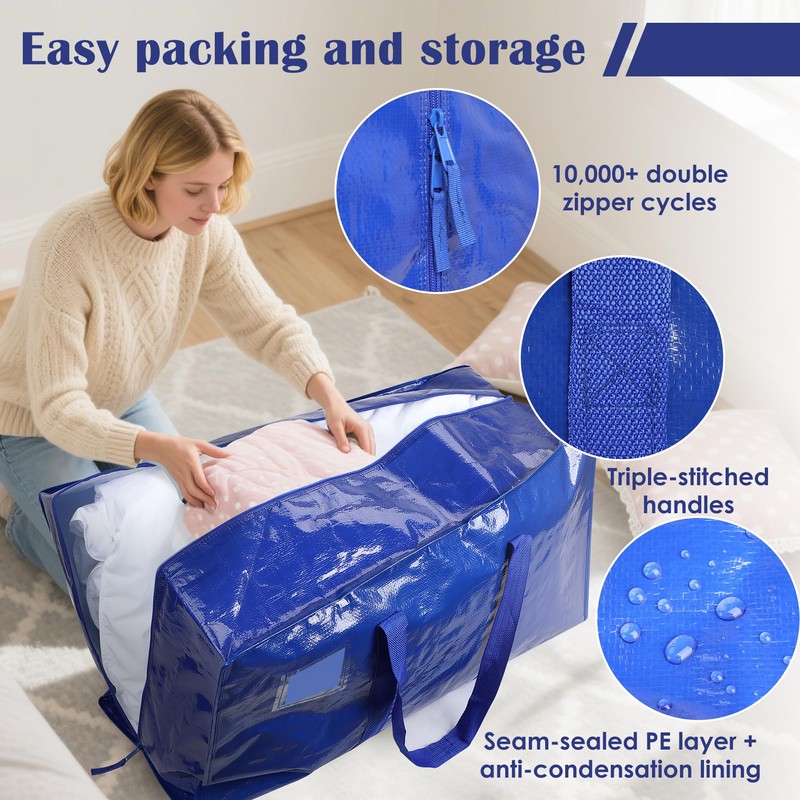 6 Pack Extra Large Heavy Duty Moving Bags with Reinforced