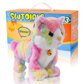 Plush Cat Stuffed Animal Interactive Cat Robot Toy, LED Robotic Cat Barking Meow Kitten Touch Control, Electronic Cat Pet, Robot Cat Kitty Toy, Animated Toy Cats for Girls Baby Kids