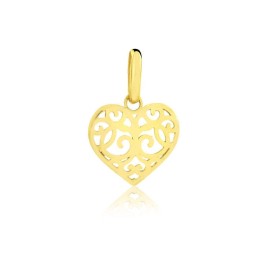 18k Solid Yellow Gold Heart Charm 15mm for Women Necklace