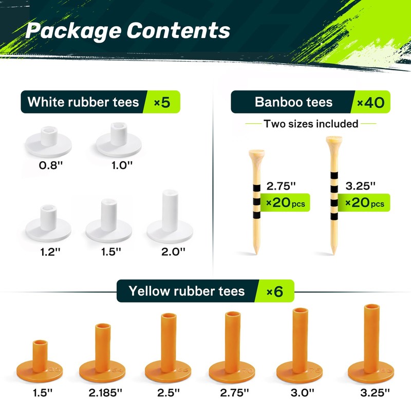 SAPLIZE 51 Pcs Golf Mat Tee Set, 5 Rubber Tee
