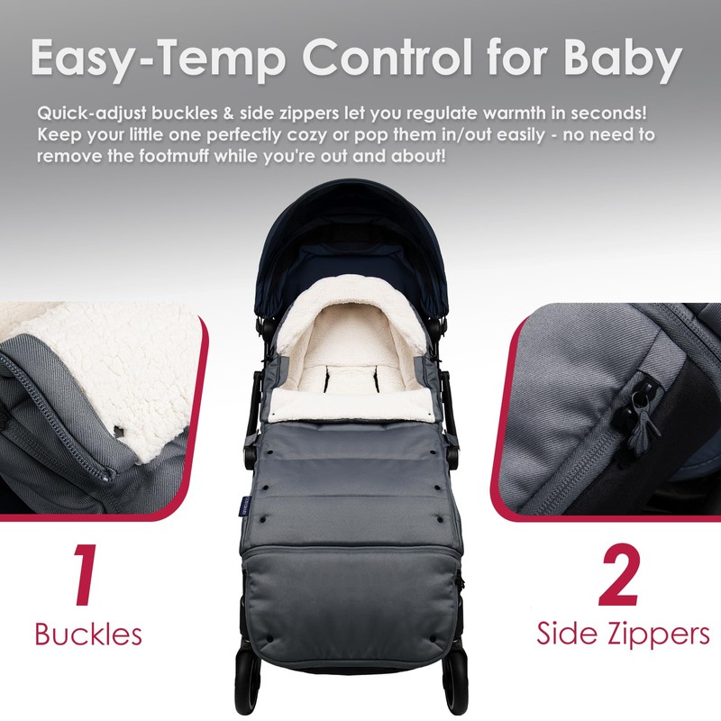 Universal, Weather-Proof, Warm Stroller Footmuff | Extendable Winter Cover |