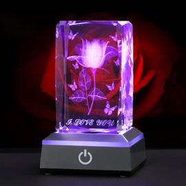 PODOI 3D Rose Crystal, Birthday Gifts for Girlfriends Anniversary Mothers Day Valentines Day Wedding Cool Unique Gifts for Her Mom Wife Women, I Love You Presents