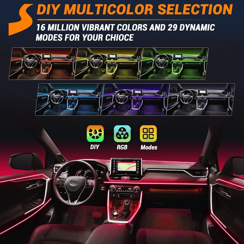 Interior Car LED Strip Lights 470 inches Fiber Optic tubing