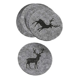 Boltze Home Collections Tjark Coasters, Grey, Diameter 10 cm, Set of 6 (Grey Deer)