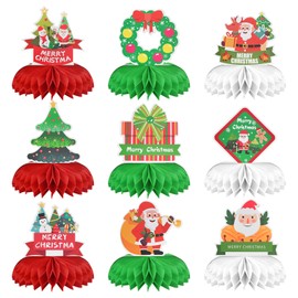 Bekecidi 9PCS Christmas Honeycomb Centrepieces, Christmas Honeycomb Table Topper Paper Christmas Decorations Red Green Honeycombs Balls for Christmas Party Decorations Indoor Outdoor