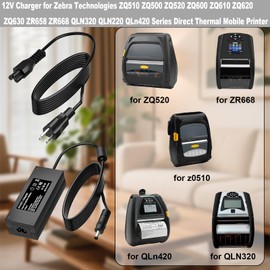 12V Charger for Zebra Technologies Direct Thermal Mobile Printer Compatible with for Zebra Technologies ZQ510 ZQ500 ZQ520 ZQ600 ZQ610 ZQ620 Series Power Adapter Cord