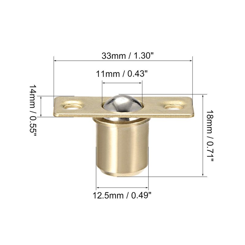 sourcing map Door Cabinet Closet Drawer 12.5mm Shaft Dia Brass