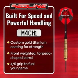 Shot! Darts Redline M4CH1 Steel Tip Dart Set Front Weighted 80% Tungsten Barrels (26, Grams)