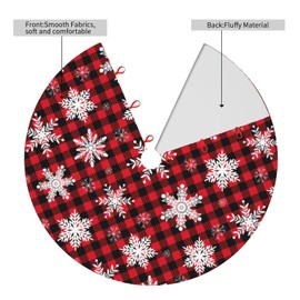 MOLIAN 36" Traditional Christmas Tree Skirt with Snowflakes On Buffalo Plaid Design Holiday Party Decoration