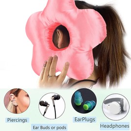 Yoidesu Ear Piercing Pillow with Ear Hole for CNH and Ear Pain Ear Inflammation Pressure Sores for Side Sleepers, Flower Shape Side Sleeping Pillow Ear Guard Pillow
