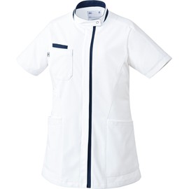 Mizuno MZ0233 Women's Casey Jacket, Easy Care, High Breathability, Anti-permeability, Anti-static, Available in 5 Colors, SS to 5L, Medical Care, Medical Rehabilitation Uniform, C-5 White x Navy, L