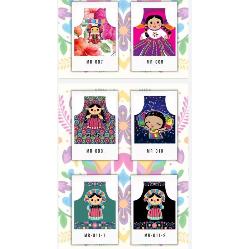 Texben 10 Mandiles Para Cocina Sublimados Muñeca Mexicana