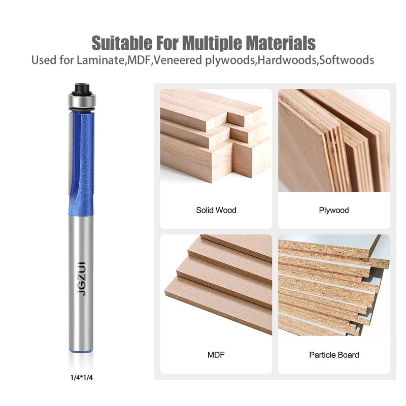 Flush Trim Router Bit 1/4 Inch Shank, Straight Flush Trim