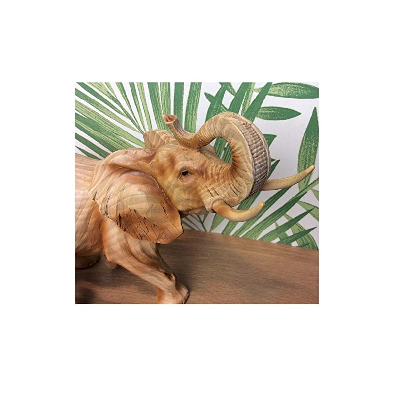 Wood Effect Elephant and Baby Ornament