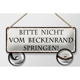 FEMER Tin Sign with German Text 27 x 10 cm Not Jumping from the Beckenrand Decoration