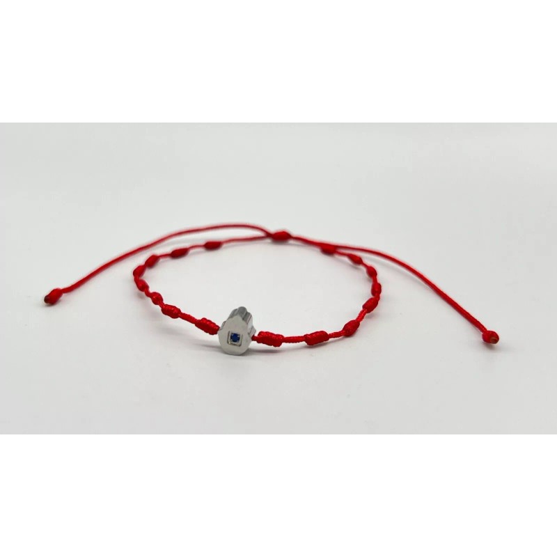 Trendy Red String Bracelet with Knots and a Small Hamsa