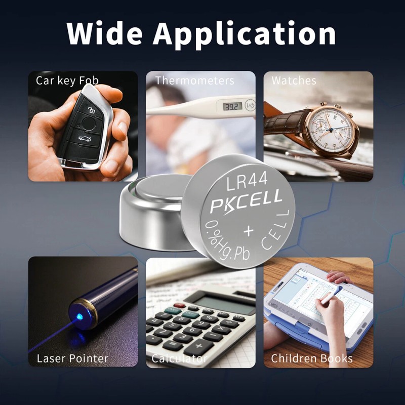 PKCELL LR44 Button Cell 1.5V Batteries AG13 A76 357 Watch