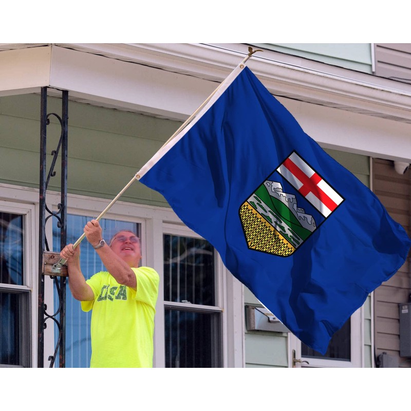 Canadian Alberta Flag 2x3 Ft -Screen Printed Glossy Silk Satin