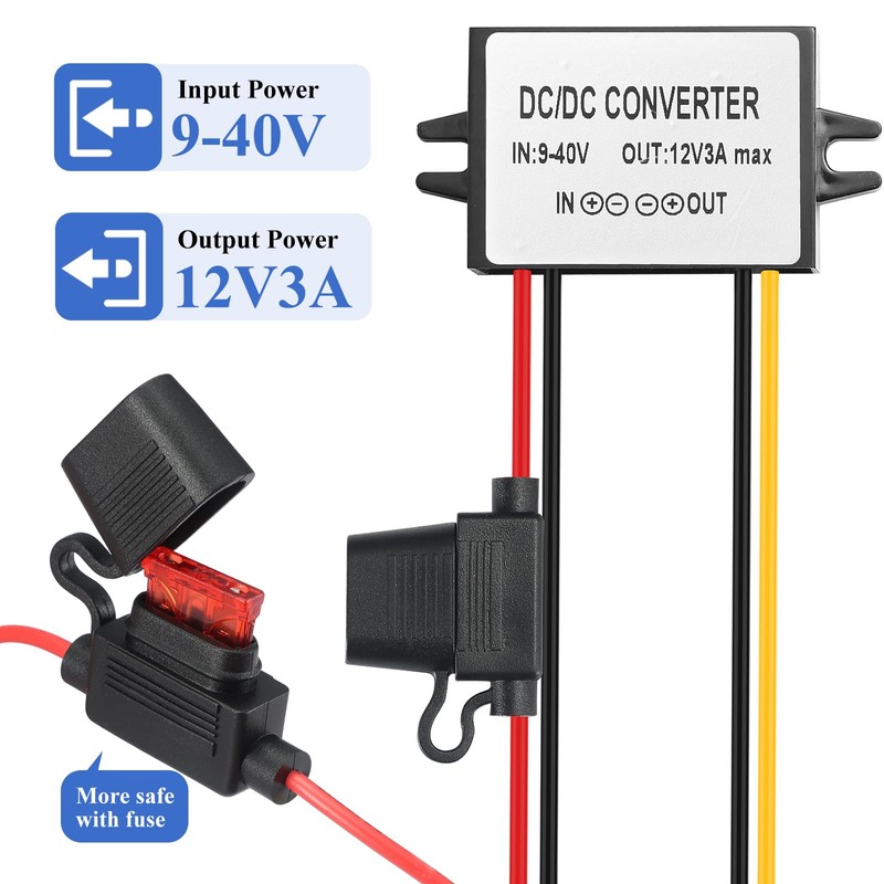 9-40V to 12V 3A Power Converter - Waterproof 36W Voltage
