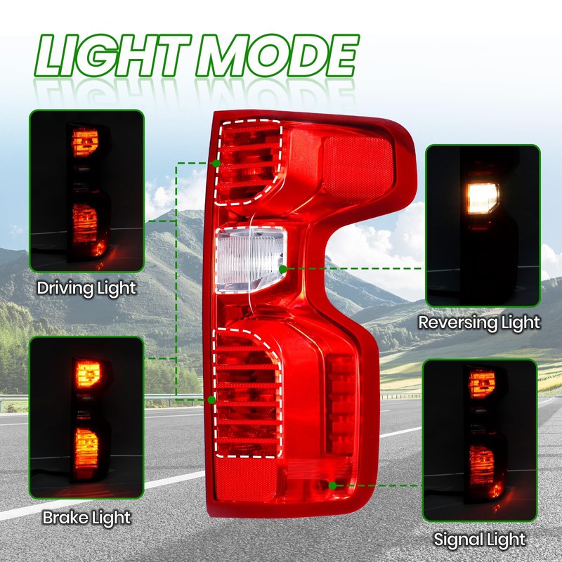 GSPSCN Passenger Side Tail Light Compatible With 2023-2019 Chevy Silverado