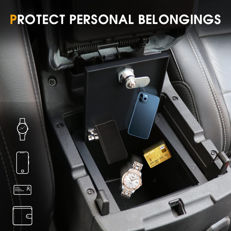 BESTAOO Center Console Safe Gun Box Armrest Lock Security Storage