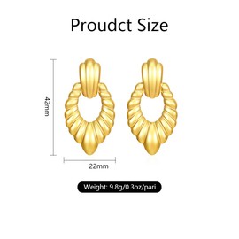 FFWTPY Women's Earrings Oval Drop Earrings for Women Trendy Vintage Premium Fashion Teardrop Shape Gift for Women, Stainless Steel, No Gemstone