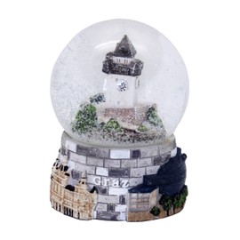 Souvenir Schneekugel Graz Österreich Uhrturm Reiseandenken | B: 65mm H: 86mm | Schüttelkugel mit Kunsthaus, Altstadt Hauptplatz, Rathaus | 30064