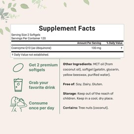 Micro Ingredients CoQ10 240 Softgels with Coconut MCT Oil | Heart Health, Antioxidant Support, Energy & Cellular Wellness Dietary Supplement