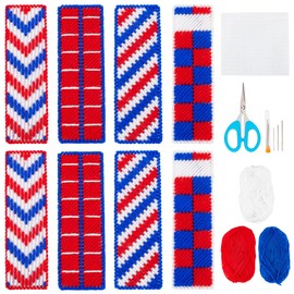 FREEBLOSS 8 Set DIY Plastic Canvas Bookmark Kit Plastic Mesh Sheets Cross Stitch Plastic Canvas Bookmark Embroidery Kit for Bookmarks Cross Stitch Kit Needlepoint Kit for Adults Crafts