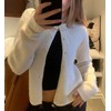 Cioatin Women Y2K Open Front Button Down Crop Sweater Cardigan