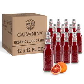 Galvanina - Blood Orange With Pulp - Premium Organic Italian Sparkling Fruit Beverage - 12 fl oz (12 Glass Bottles)