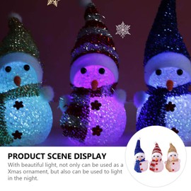 SOLUSTRE 3 Pieces LED Snowman Figure Night Light Crystal Acrylic Decorative Figure Christmas Figures Christmas Decoration Lighting Christmas Illuminated Table Decoration for Xmas Decoration Children