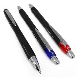Uni Ball Jetstream Retractable Broad Rollerball Pen 1mm Nib & 0.45mm Line Width Fast Drying Pigment Ink SXN-210 (1 Of Each Colour Red Blue Black - 3 Pens)