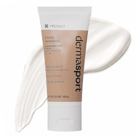 Dermasport SPF 50 Loción de protección solar facial para atletas, óxido de zinc hidratante, no grasa, protección solar de amplio espectro, sin aceite, seguro para arrecifes, protector solar facial resistente a todos los deportes