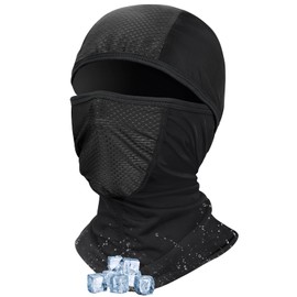 Kiiwah Balaclava Bicycle Breathable Balaclava Silk Unisex Balaclava UV Protection Mask Motorcycle Cooling Balaclava with Glasses Hole for Cycling, Scooter, Climbing, black, Unit size