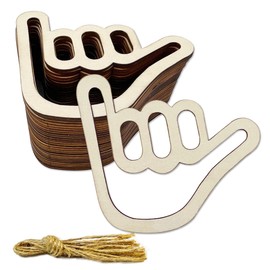 30 Pack 4 Inch Wood Shaka Crafts Unfinished Wood Shaka Cutouts Wooden Shaka Hanging Ornaments DIY Shaka Craft Gift Tags for Home Party Decoration Craft Project