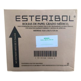 Bolsa De Papel Grado Médico Esteribol 12x26x4 Cm C/1000 Pzs