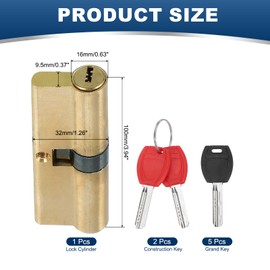 PATIKIL European Double Lock Cylinder, 100mm(45/10/45) Door Cylinder Lock with 7 Keys Solid Brass Lock Cylinder for Anti-Theft Wooden Aluminum Door