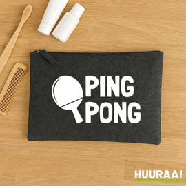 Huuraa Toiletry Bag Ping Pong Table Tennis Gift 1 Litre Charcoal Felt Ping Pong Gift Idea