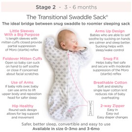 SwaddleDesigns Transitional Swaddle Sack with Arms Up Half-Length Sleeves and Mitten Cuffs, Heathered Gray, Medium, 3-6 Mo, 14-21 Lbs (Transition Swaddle Blanket for Baby Boys, Baby Girls)
