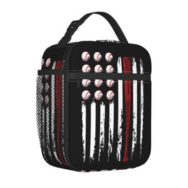 Anyako Baseball Lunch Box for Men, American Flag Baseball Tote Bag for Boys, Kids Lunch Bag Reusable Insulated Lunch Bag for School Work Picnic