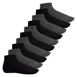 Footstar Men's and women's short shaft socks (10 pairs) quarter socks made of cotton - Sneak it!, Anthracite Black, 47 - 50