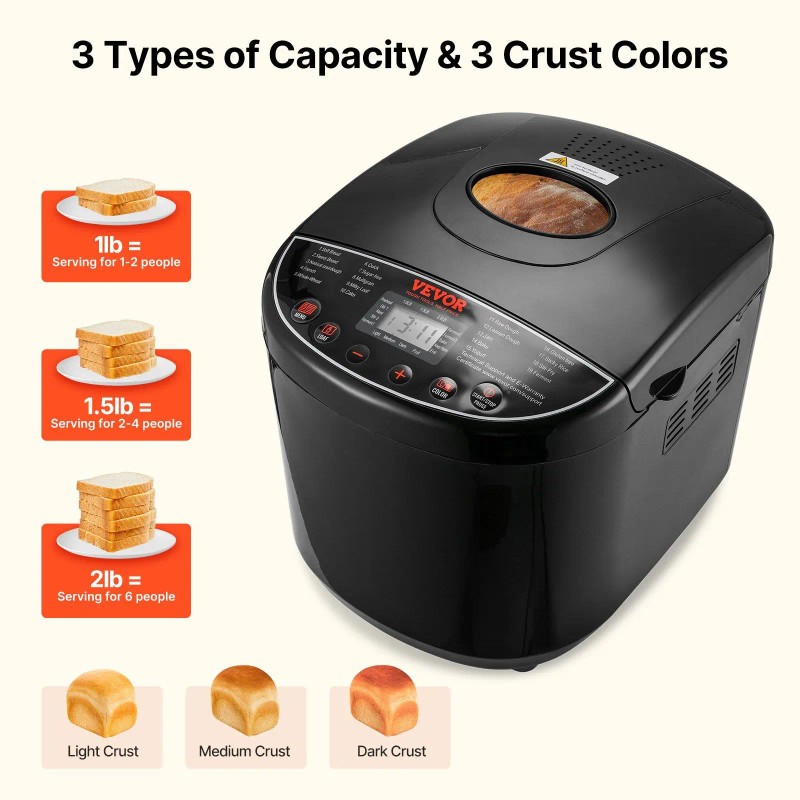 2 Lb Automatic Bread Maker Plastic Nonstick Dough Maker With