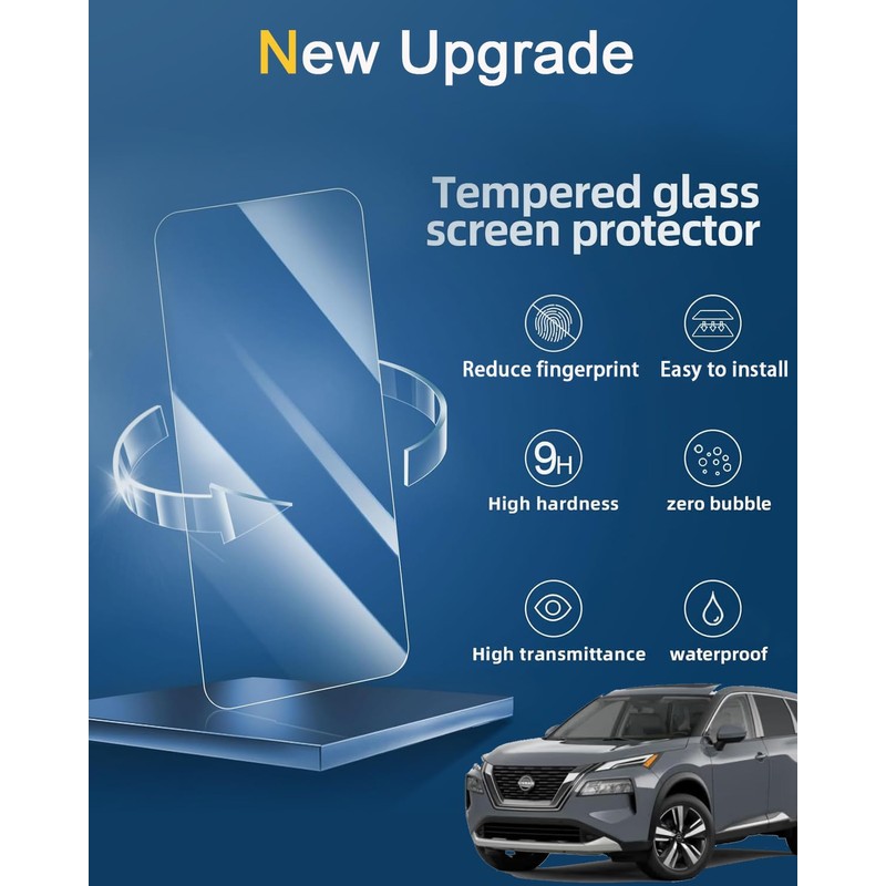 KOOGEN Tempered Glass Screen Protector for Nissan Rogue (S/SV) 2021-2025,Infotainment