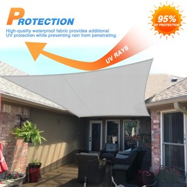 TANG Sunshades Depot 8'x23' Rectanlge Waterproof Knitted Shade Sail with 8 inch Hardware Kit Curved Edge Light Gray/Light Grey U*V Block Pergola Carport Canopy Awning Customize Available