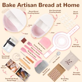 Sourdough Starter Kit, 9" Round and 10" Oval Banneton Bread Baking Supplies, Bread Making Tools Kit, Sourdough Proofing Basket, Sourdough Kit Gifts for Bakers Women Wife Mom