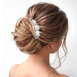 Unsutuo Flower Bride Wedding Headband Silver Crystal Bridal Hair Accessories Silver Hair Piece for Women and Girls