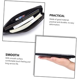 CHILDWEET Long Men's Wallet Fashionable Zippered Leather Bag for Casual Use Multi- Storage Pouch with Special Pockets for Cards Cash Black Color